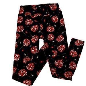 Vintage LuLaRoe Black Christmas Candy Cane Peppermint Lollipops Leggings
